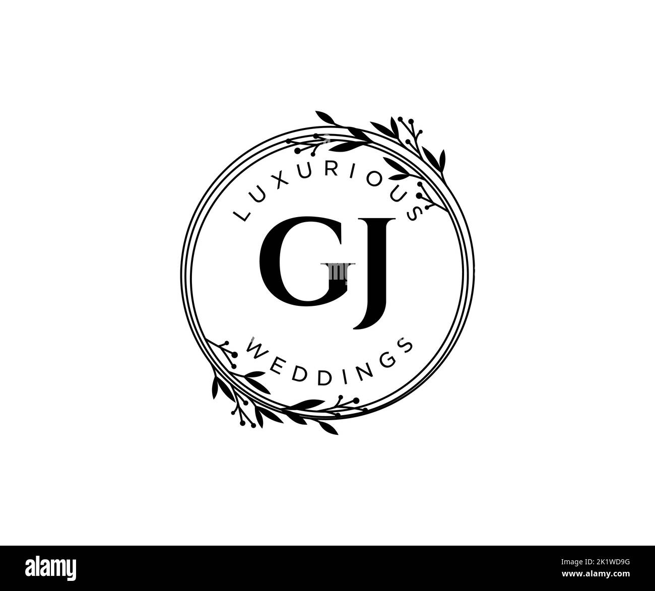 GJ initiales lettre mariage monogramme logos modèle, dessin à la main moderne minimalistes et modèles floraux pour cartes d'invitation, Enregistrer la date, élégant Illustration de Vecteur