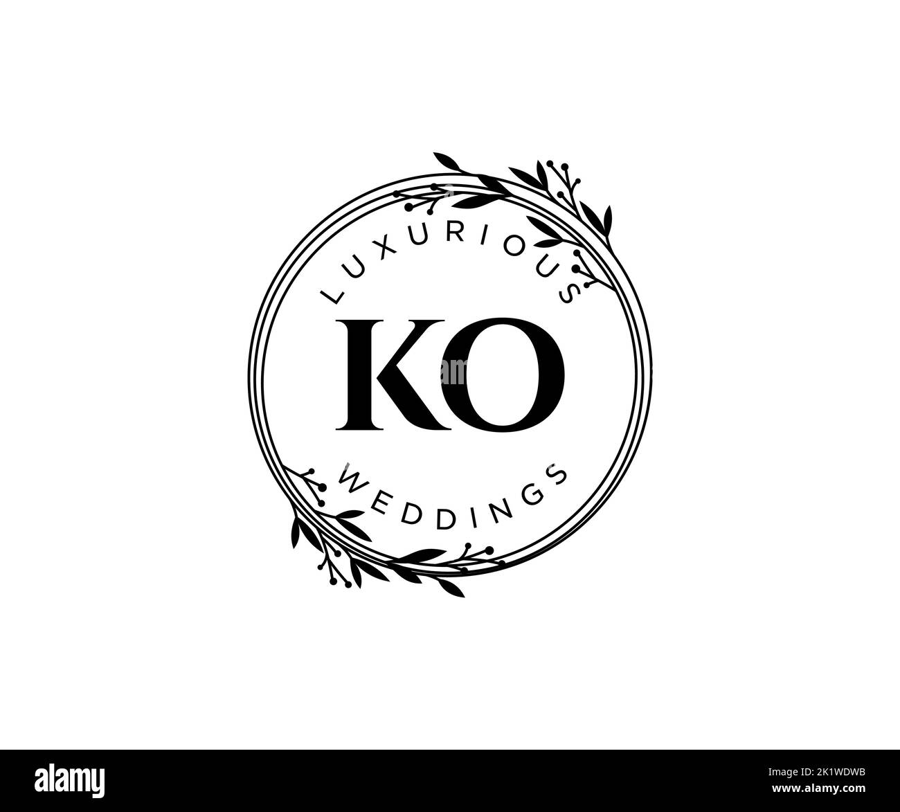 KO initiales lettre mariage monogramme logos modèle, dessin à la main moderne minimalistes et modèles floraux pour cartes d'invitation, Save the Date, élégant Illustration de Vecteur