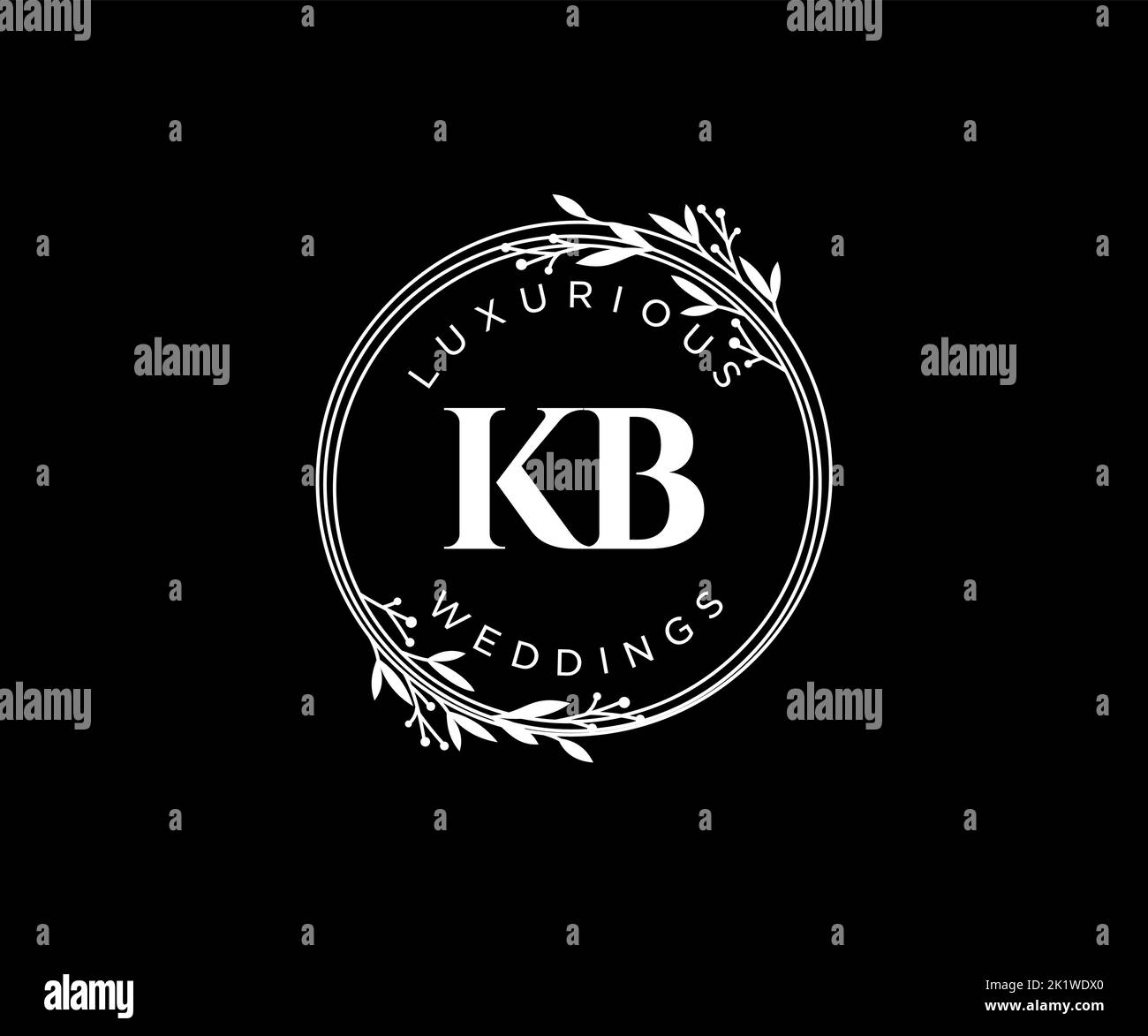 KB initiales lettre mariage monogramme logos modèle, dessin à la main moderne minimalistes et modèles floraux pour cartes d'invitation, Save the Date, élégant Illustration de Vecteur