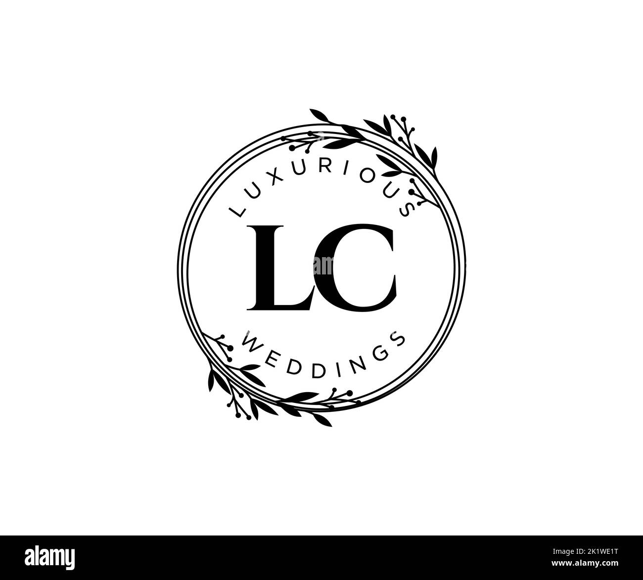 Lettre initiale LC modèle de logos de mariage, modèles minimalistes et floraux dessinés à la main pour cartes d'invitation, Enregistrer la date, élégant Illustration de Vecteur