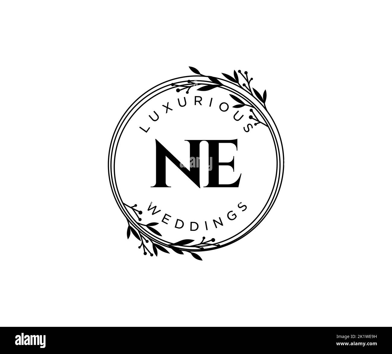Ne initiales lettre mariage monogramme logos modèle, dessin à la main moderne minimalistes et modèles floraux pour cartes d'invitation, Save the Date, élégant Illustration de Vecteur