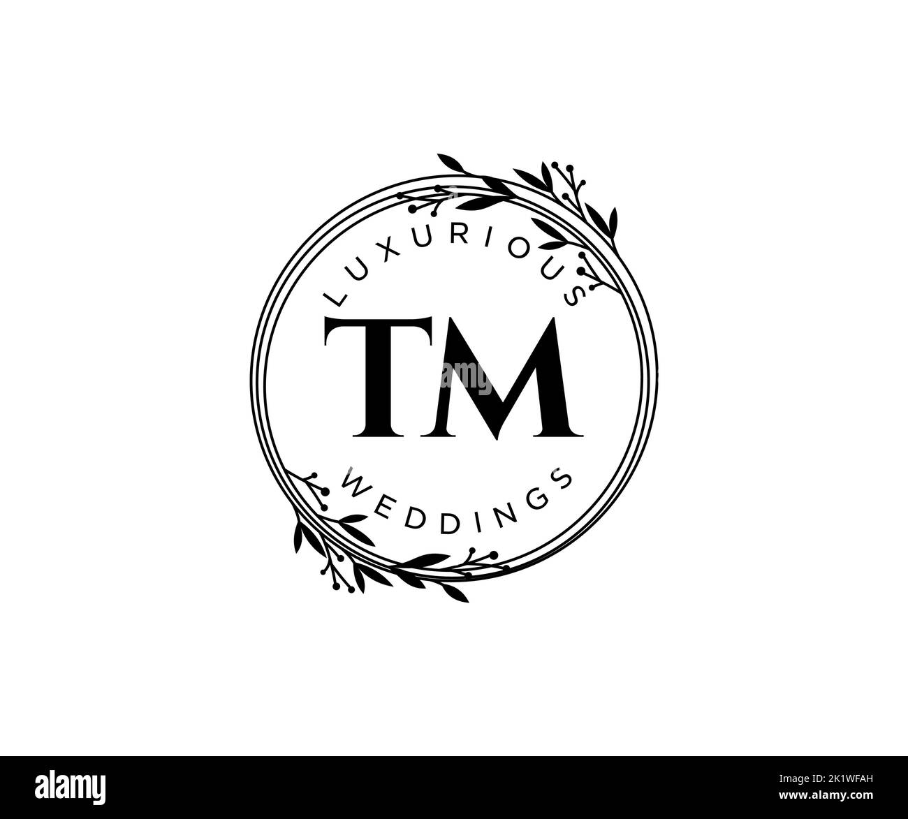 TM lettre initiale de mariage modèle de logos de monogramme, dessin à la main moderne minimaliste et modèles floraux pour cartes d'invitation, Enregistrer la date, élégant Illustration de Vecteur