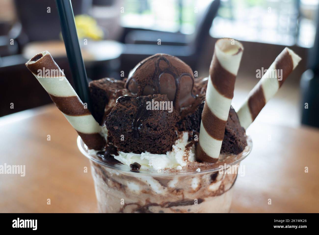 Délicieuse boisson au chocolat et à la frappe, photo de stock Banque D'Images