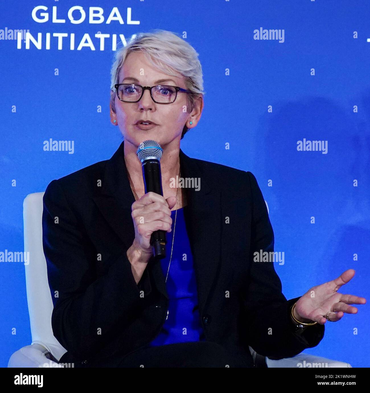 09/20/2022 New York, New York Jennifer Granholm, Secrétaire américaine à l'énergie, lors de l'initiative Clinton Global 2022 qui s'est tenue au Hilton Midtown Tuesday 20 septembre 2022 à New York. Photo de Jennifer Graylock-Alamy News 917-519-7666 Banque D'Images