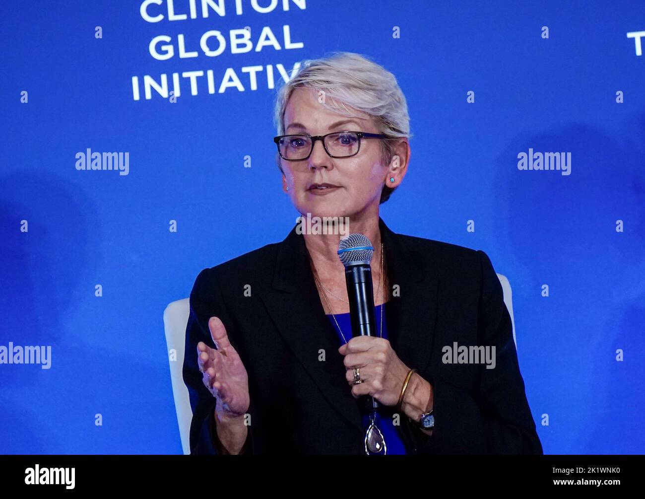 09/20/2022 New York, New York Jennifer Granholm, Secrétaire américaine à l'énergie, lors de l'initiative Clinton Global 2022 qui s'est tenue au Hilton Midtown Tuesday 20 septembre 2022 à New York. Photo de Jennifer Graylock-Alamy News 917-519-7666 Banque D'Images