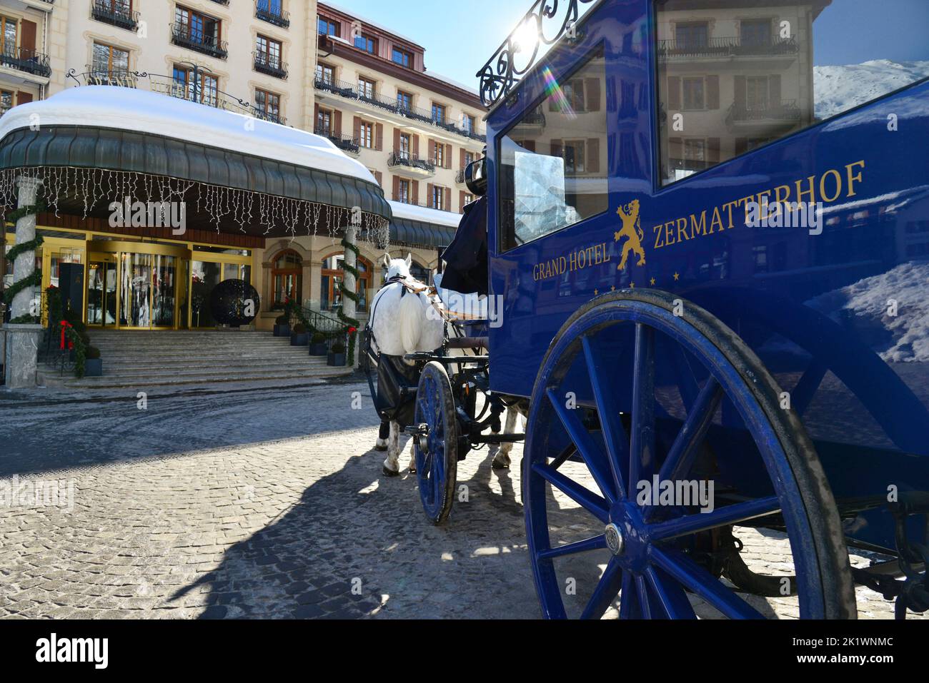 Suisse. Canton du Valais. Zermatt. Le Grand Hotel Zermatterhof (cinq étoiles) est ouvert en 1879. Banque D'Images
