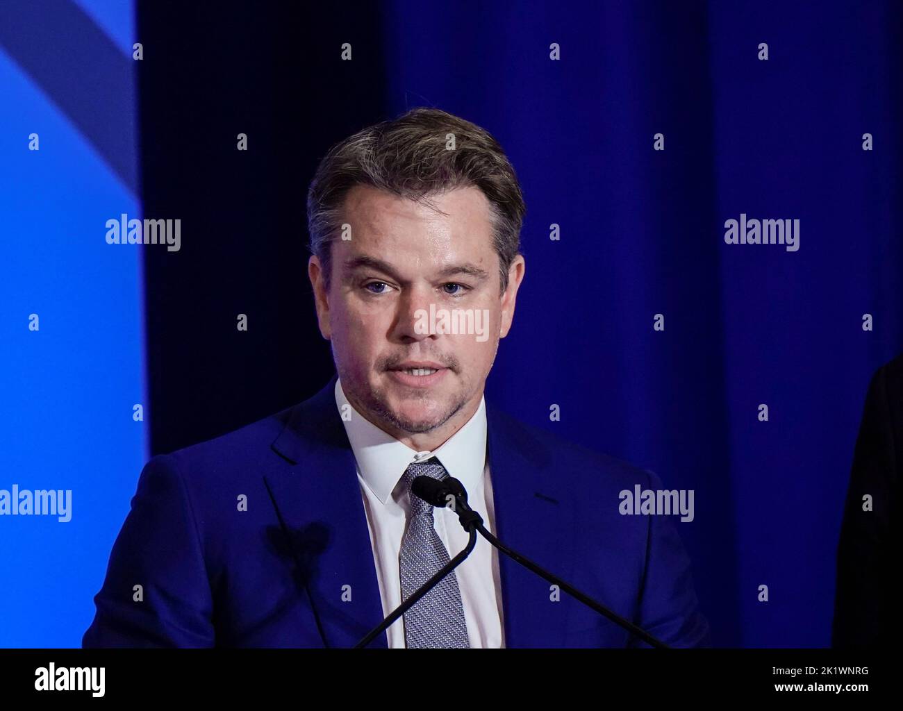 09/20/2022 New York, New York Matt Damon lors de la Clinton Global Initiative 2022 qui s'est tenue au Hilton Midtown Tuesday 20 septembre 2022 à New York. Photo de Jennifer Graylock-Alamy News 917-519-7666 Banque D'Images