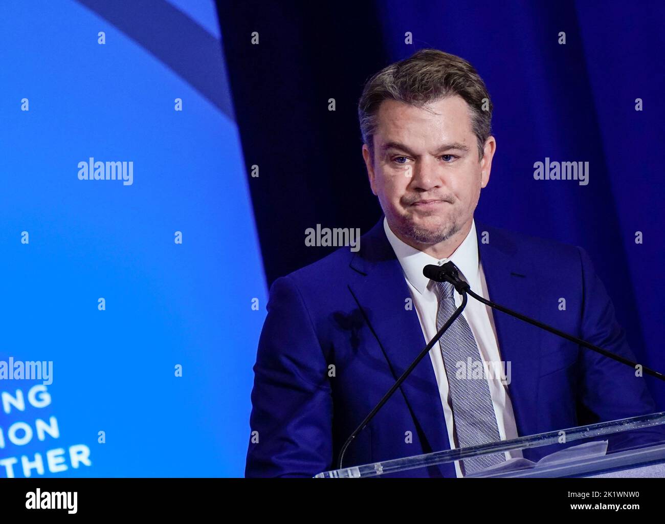 09/20/2022 New York, New York Matt Damon lors de la Clinton Global Initiative 2022 qui s'est tenue au Hilton Midtown Tuesday 20 septembre 2022 à New York. Photo de Jennifer Graylock-Alamy News 917-519-7666 Banque D'Images
