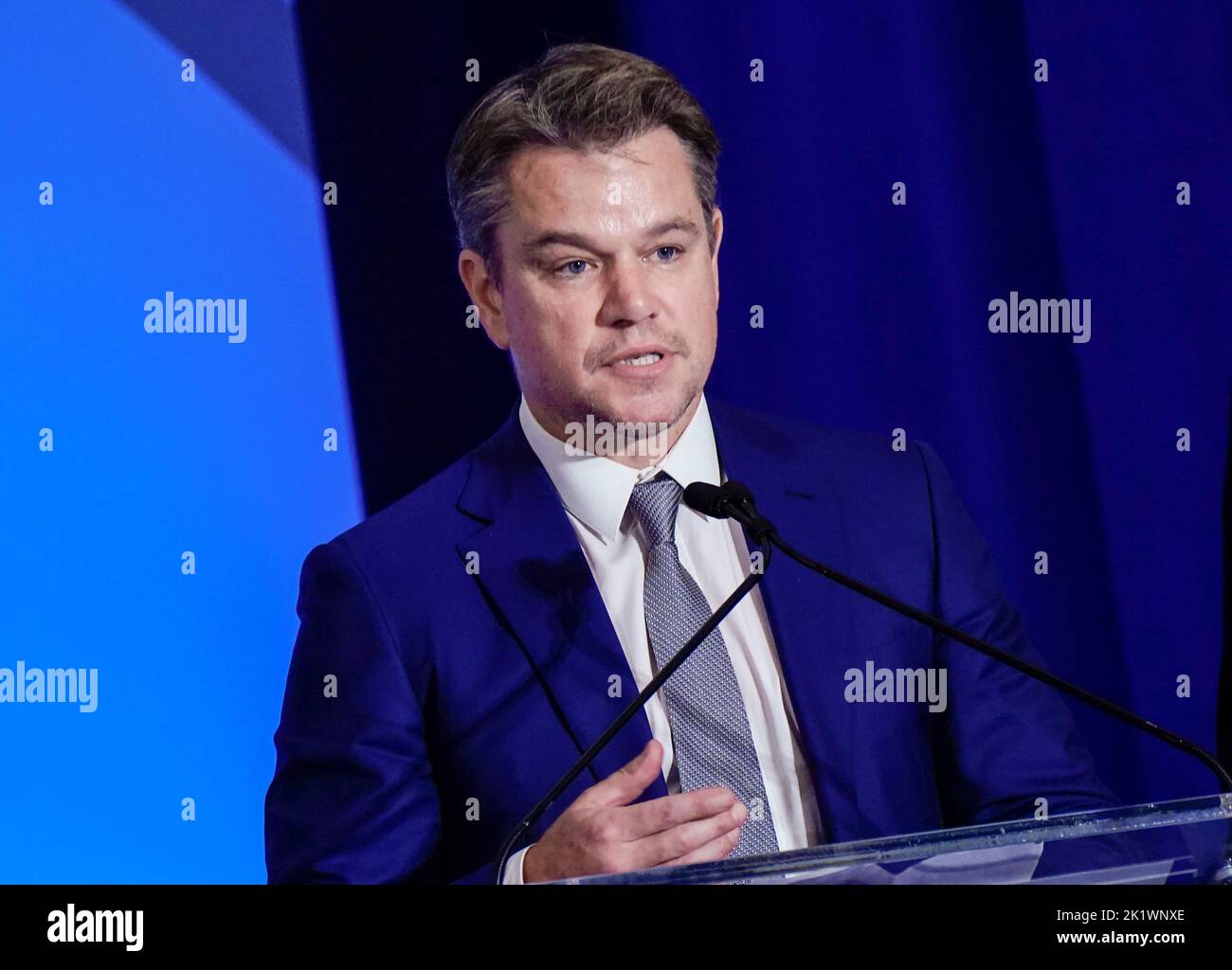 09/20/2022 New York, New York Matt Damon lors de la Clinton Global Initiative 2022 qui s'est tenue au Hilton Midtown Tuesday 20 septembre 2022 à New York. Photo de Jennifer Graylock-Alamy News 917-519-7666 Banque D'Images