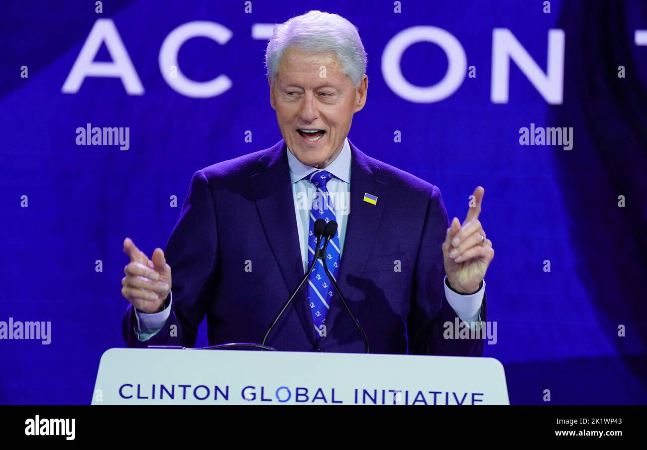 09/20/2022 New York, New York Président William Jefferson Clinton, Bill Clinton, Président Clinton lors de l'Initiative mondiale Clinton 2022 qui s'est tenue au Hilton Midtown Tuesday 20 septembre 2022 à New York. Photo de Jennifer Graylock-Alamy News 917-519-7666 Banque D'Images