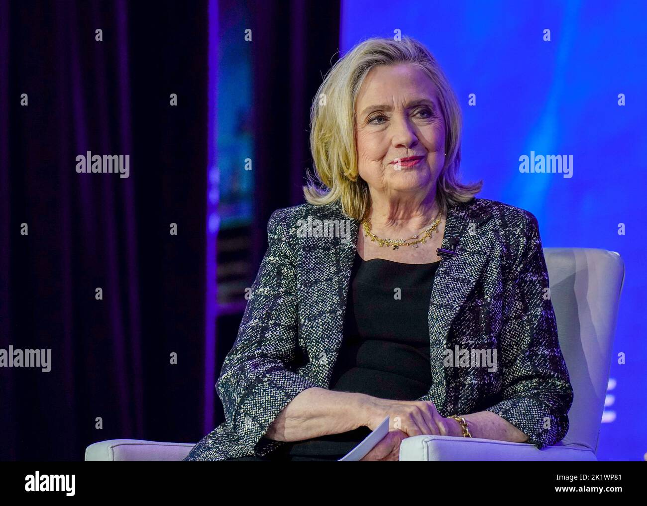 09/20/2022 New York, New York Secrétaire Hillary Clinton lors de l'Initiative mondiale Clinton 2022 qui s'est tenue au Hilton Midtown Tuesday 20 septembre 2022 à New York. Photo de Jennifer Graylock-Alamy News 917-519-7666 Banque D'Images