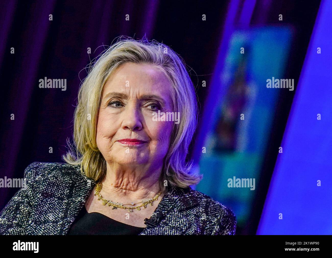 09/20/2022 New York, New York Secrétaire Hillary Clinton lors de l'Initiative mondiale Clinton 2022 qui s'est tenue au Hilton Midtown Tuesday 20 septembre 2022 à New York. Photo de Jennifer Graylock-Alamy News 917-519-7666 Banque D'Images