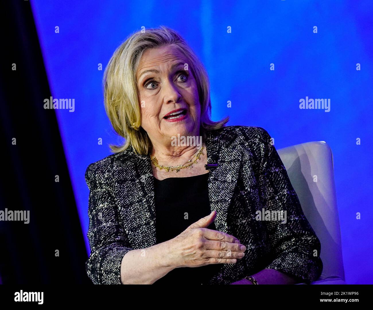 09/20/2022 New York, New York Secrétaire Hillary Clinton lors de l'Initiative mondiale Clinton 2022 qui s'est tenue au Hilton Midtown Tuesday 20 septembre 2022 à New York. Photo de Jennifer Graylock-Alamy News 917-519-7666 Banque D'Images