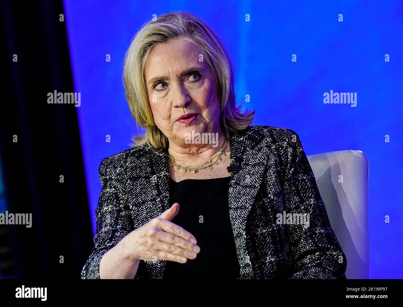 09/20/2022 New York, New York Secrétaire Hillary Clinton lors de l'Initiative mondiale Clinton 2022 qui s'est tenue au Hilton Midtown Tuesday 20 septembre 2022 à New York. Photo de Jennifer Graylock-Alamy News 917-519-7666 Banque D'Images