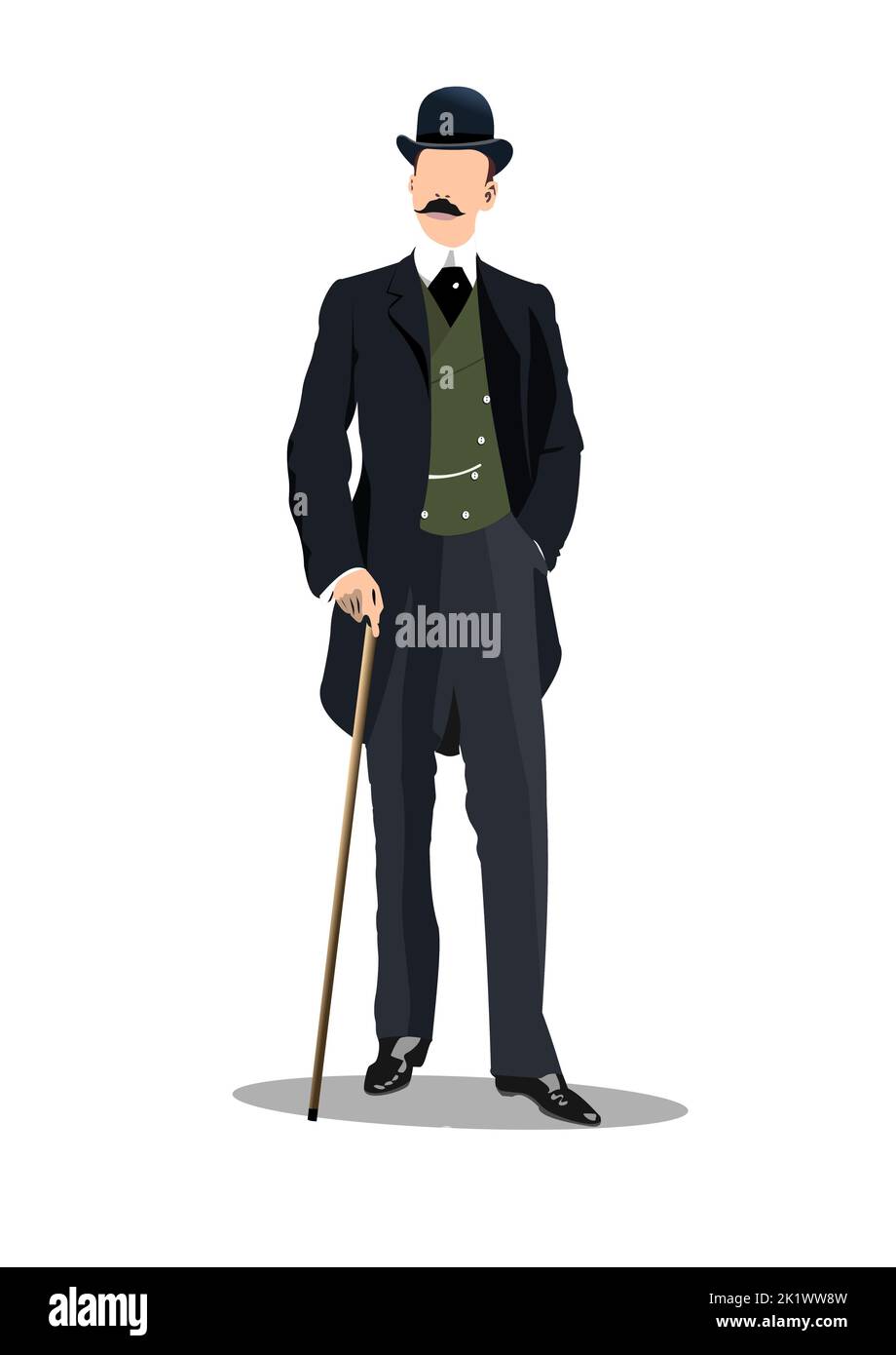 Londres Gentleman XIX siècle. Illustration vectorielle couleur 3D Illustration de Vecteur