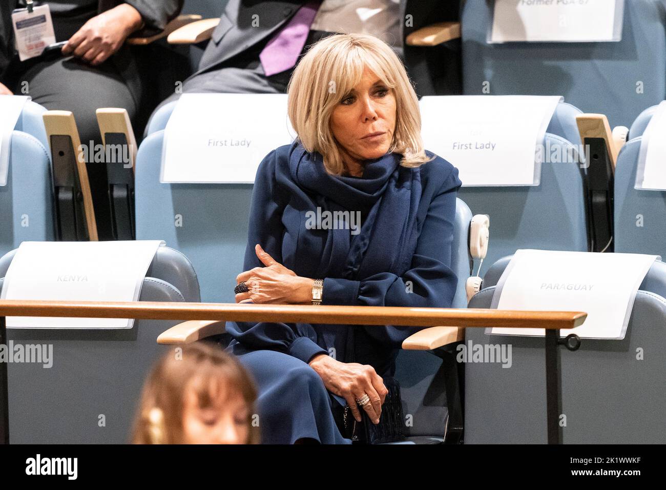 New York, États-Unis. 20th septembre 2022. Brigitte Macron, première Dame de la République française s'exprime à l'Assemblée générale des Nations Unies de 77th au Siège de l'ONU (photo de Lev Radin/Pacific Press) Credit: Pacific Press Media production Corp./Alay Live News Banque D'Images