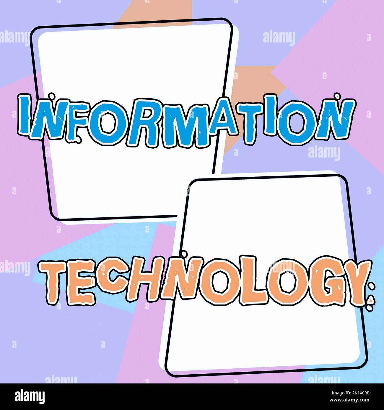 Affiche présentant les technologies de l'information. Présentation commerciale utiliser les systèmes pour stocker récupérer transmettre Envoyer les données Banque D'Images