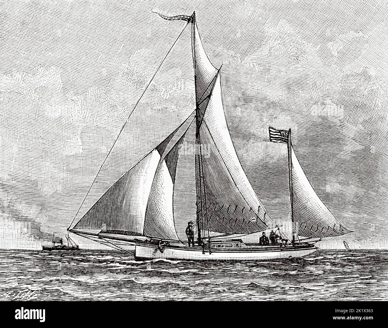 Le bateau insubmersible de Neversink traversant la mer Atlantique. Ancienne  illustration gravée du 19th siècle de la nature 1890 Photo Stock - Alamy