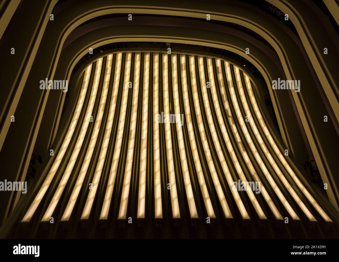 Détails intérieurs de El Palau des Arts Reina Sofia, Opéra, à la Cité des Arts et des Sciences de Valence, Espagne en septembre Banque D'Images