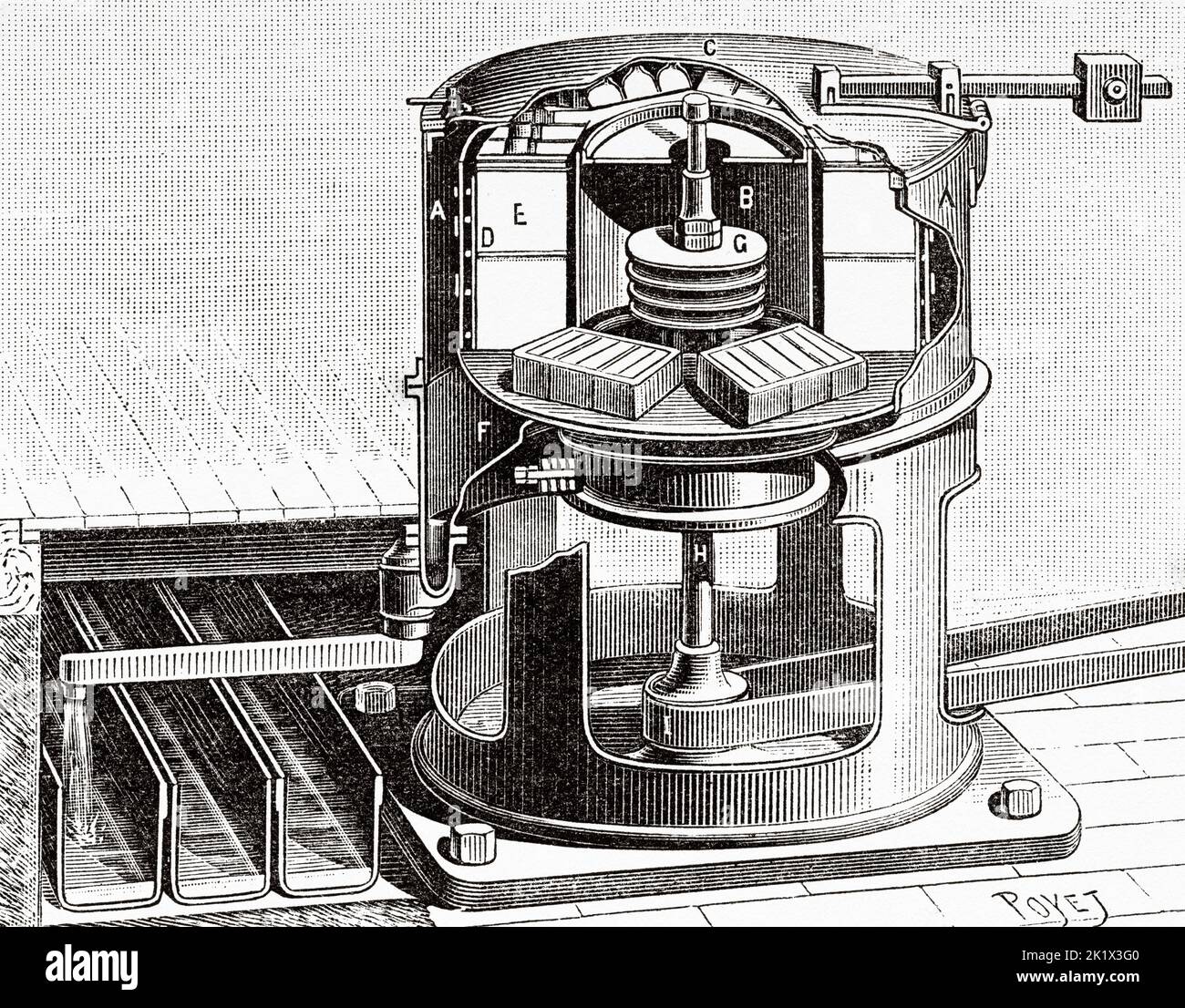 Turbine de force centrifuge. Ancienne illustration gravée du 19th siècle de la nature 1890 Banque D'Images
