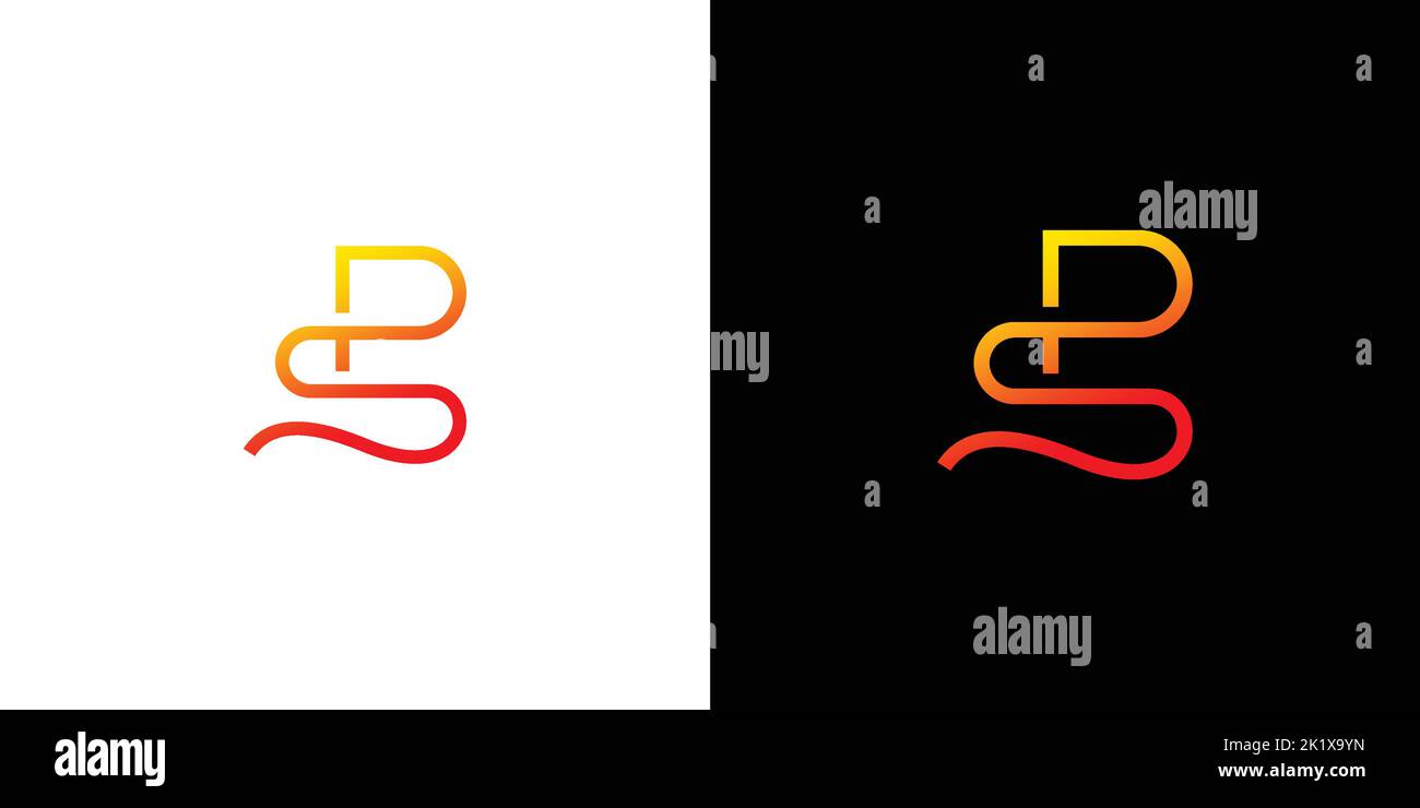 Design moderne et professionnel de la lettre PS initiales logo Illustration de Vecteur