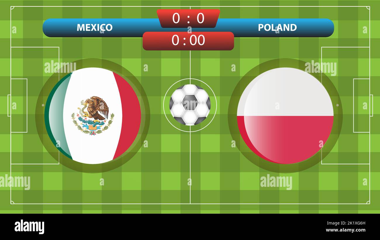 Annonce du match entre le Mexique et la Pologne dans le cadre de la  compétition internationale de football. Illustration vectorielle. Modèle  sport Image Vectorielle Stock - Alamy