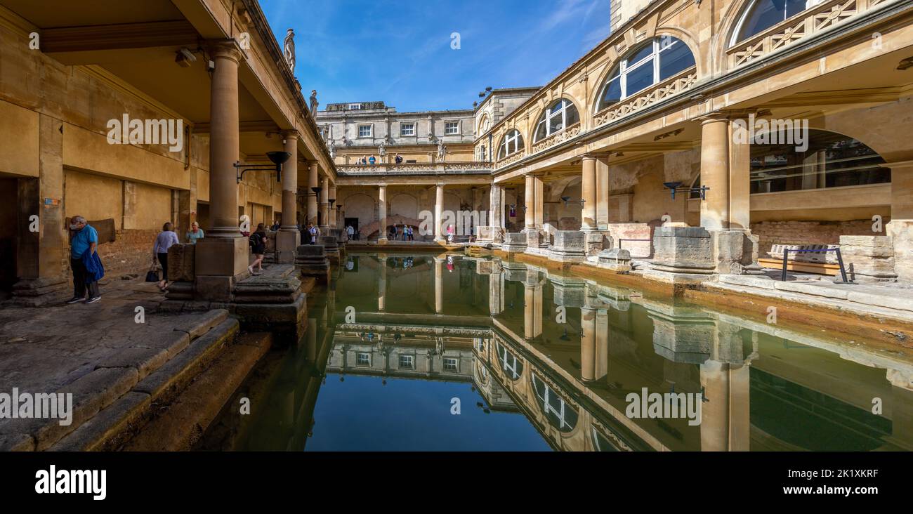 La merveille historique des thermes romains de Bath, Somerset, Angleterre. Banque D'Images