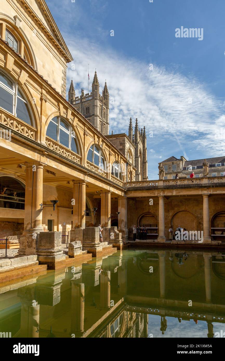 La merveille historique des thermes romains de Bath, Somerset, Angleterre. Banque D'Images