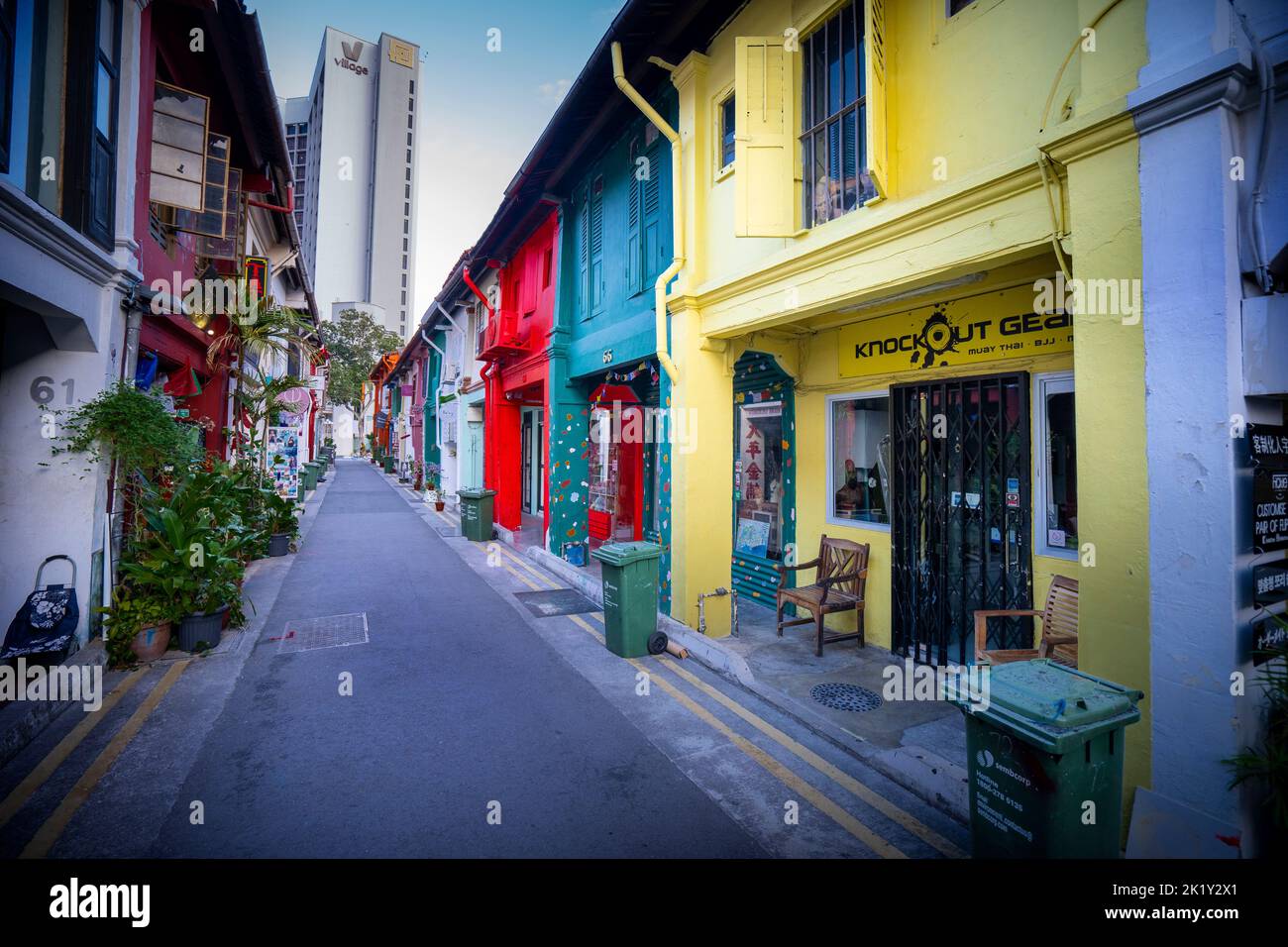 Bâtiment coloré et peintures murales à Haji Lane, Kampong Glam, Singapour Banque D'Images