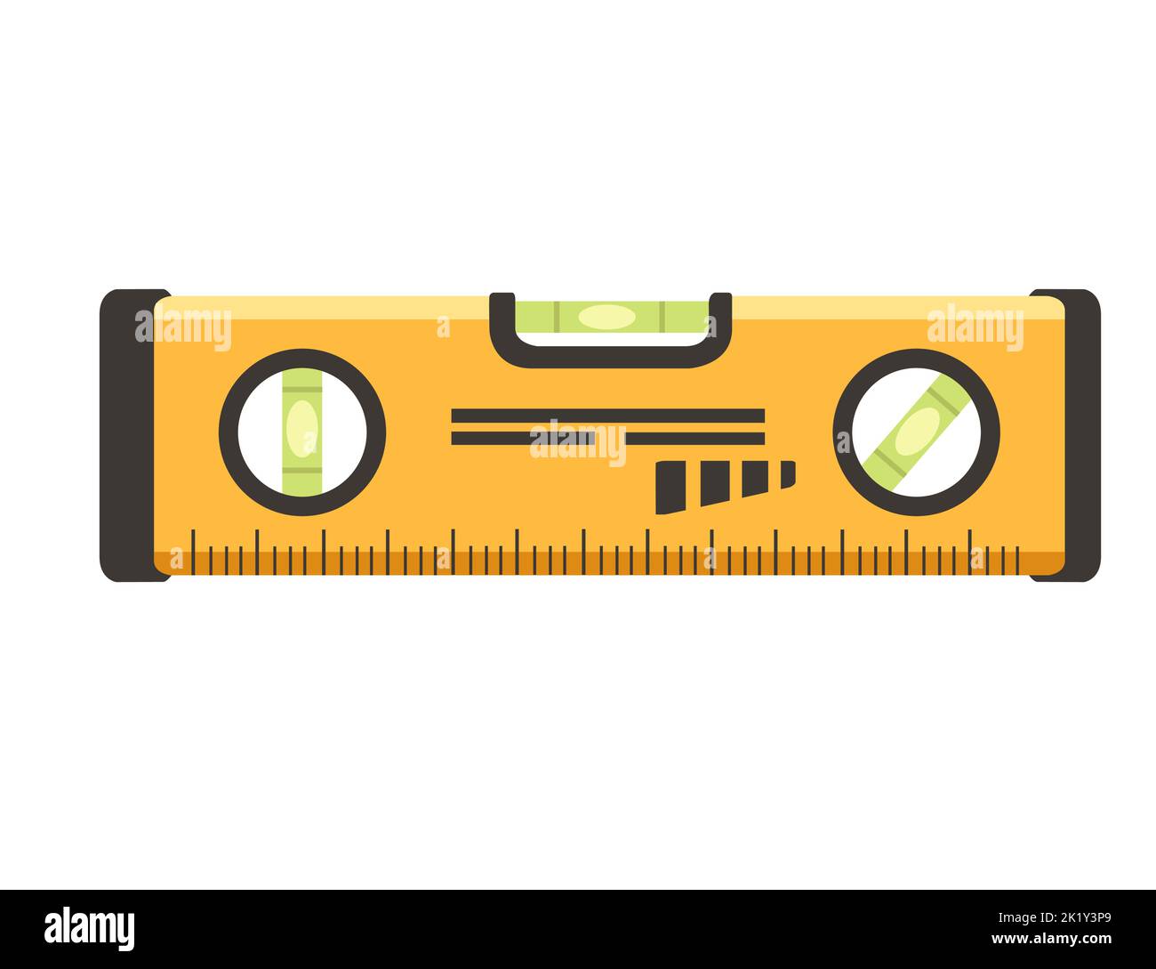 Illustration vectorielle de niveau à bulle métallique de couleur jaune isolée sur fond blanc Illustration de Vecteur