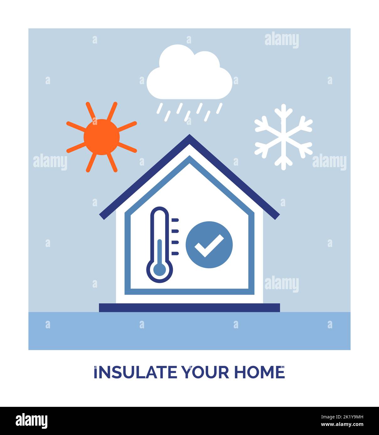 Maison à faible consommation d'énergie : isolez votre maison et empêchez la perte de chaleur Illustration de Vecteur