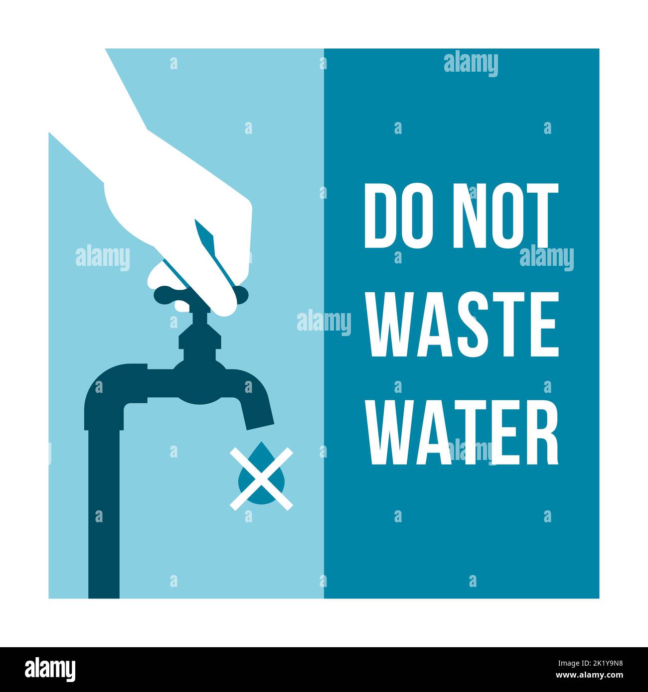 Mode de vie écologique : ne gaspillez pas d'eau, signe de durabilité Illustration de Vecteur