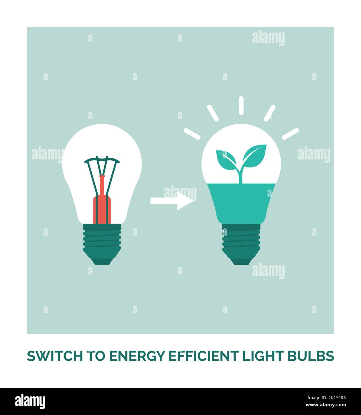 Maison écologique : passez aux ampoules à économie d'énergie, affiche sur le développement durable Illustration de Vecteur
