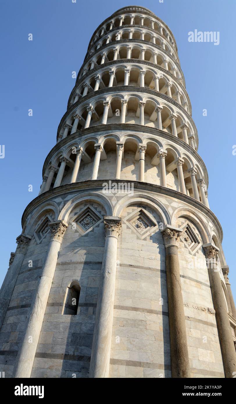 La tour de Pise est le clocher de la cathédrale de Santa Maria Assunta, sur la célèbre Piazza Miracoli. Banque D'Images