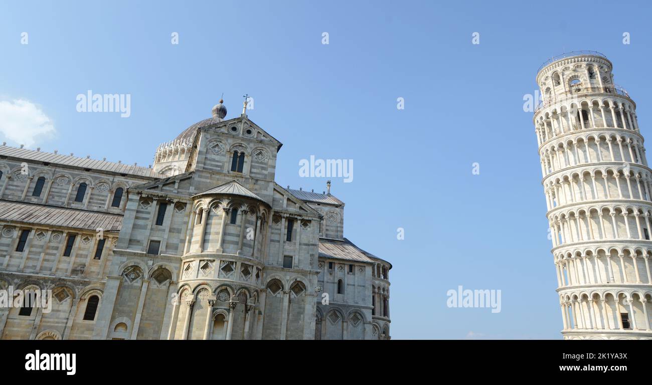 La tour de Pise est le clocher de la cathédrale de Santa Maria Assunta, sur la célèbre Piazza Miracoli. Banque D'Images
