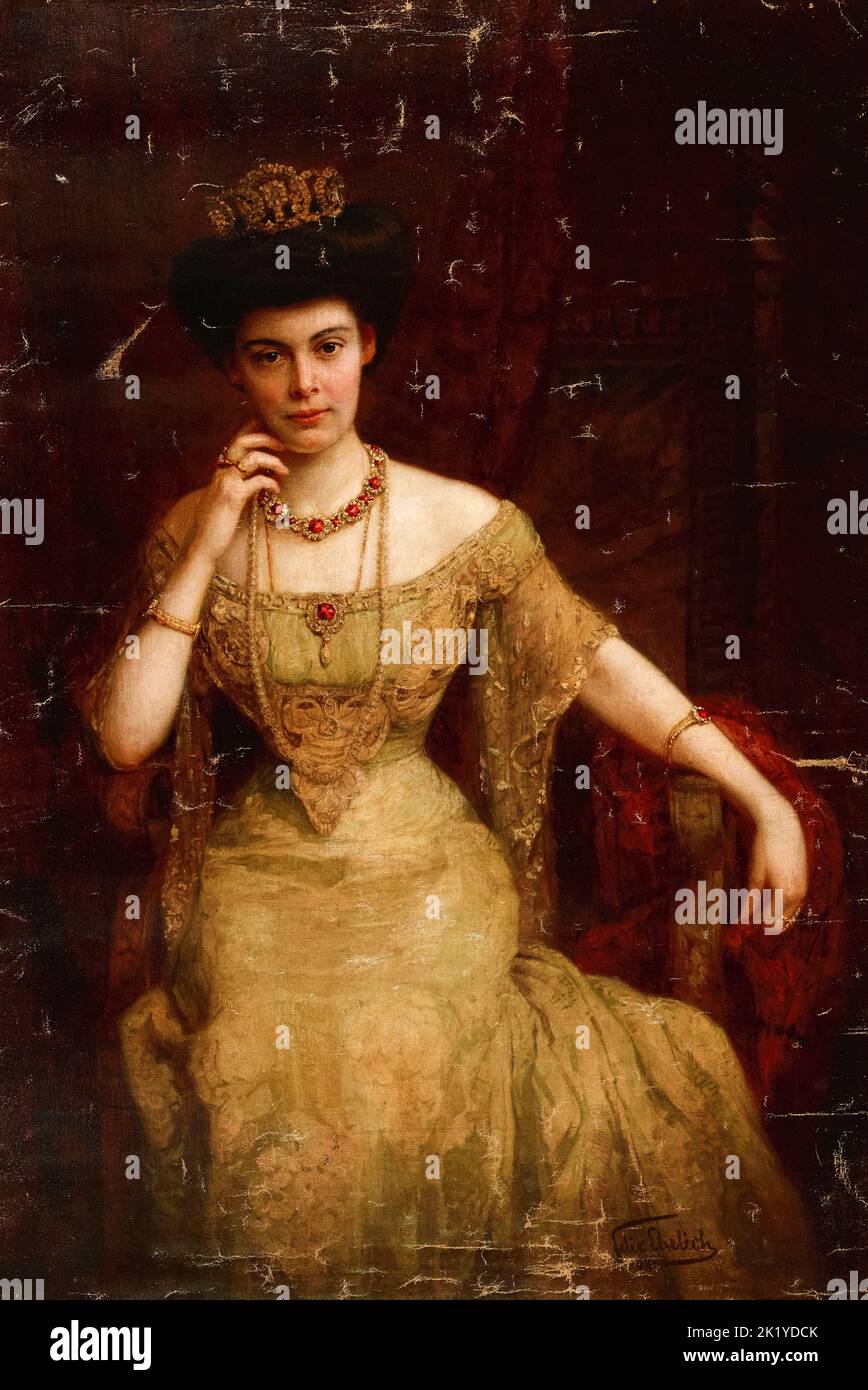 Augusta Victoria du Schleswig-Holstein (1858–1921), épouse de Guillaume II (1859–1941), roi de Prusse et empereur, portrait peint dans l'huile sur toile par Felix Ehrlich, 1898 Banque D'Images