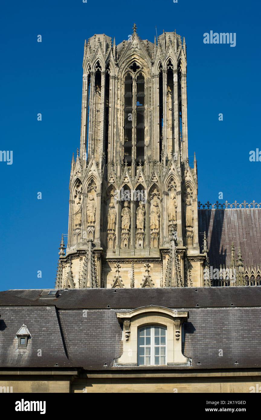 L'édition de la cathédrale de Reims a commence en 1211. Depuis le baptême de Clovis, la cathédrale notre-Dame ont été destinés au sacré-cœur des Rois de FR Banque D'Images