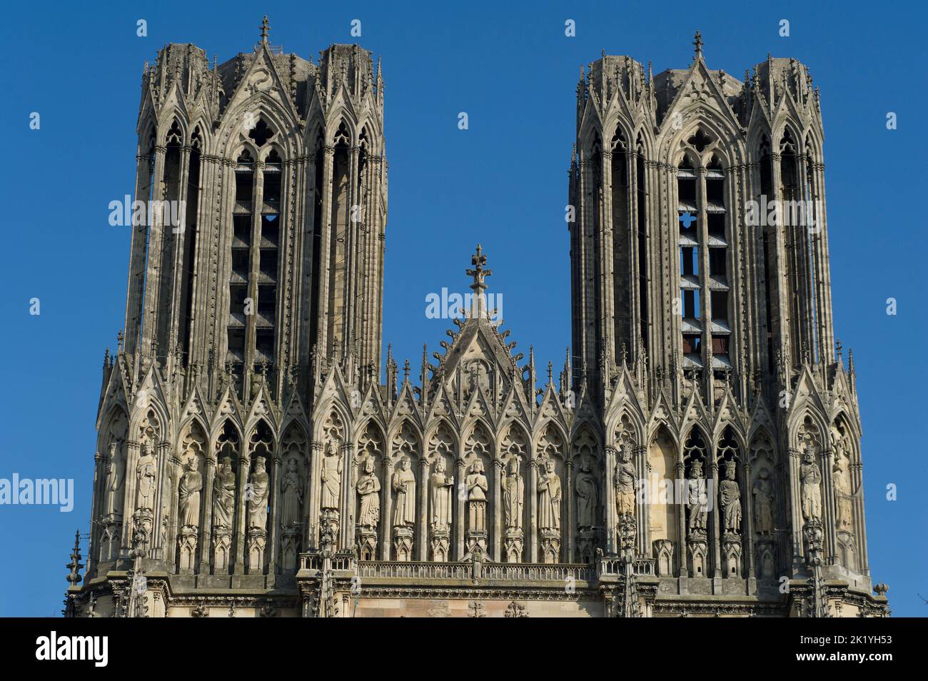 L'édition de la cathédrale de Reims a commence en 1211. Depuis le baptême de Clovis, la cathédrale notre-Dame ont été destinés au sacré-cœur des Rois de FR Banque D'Images