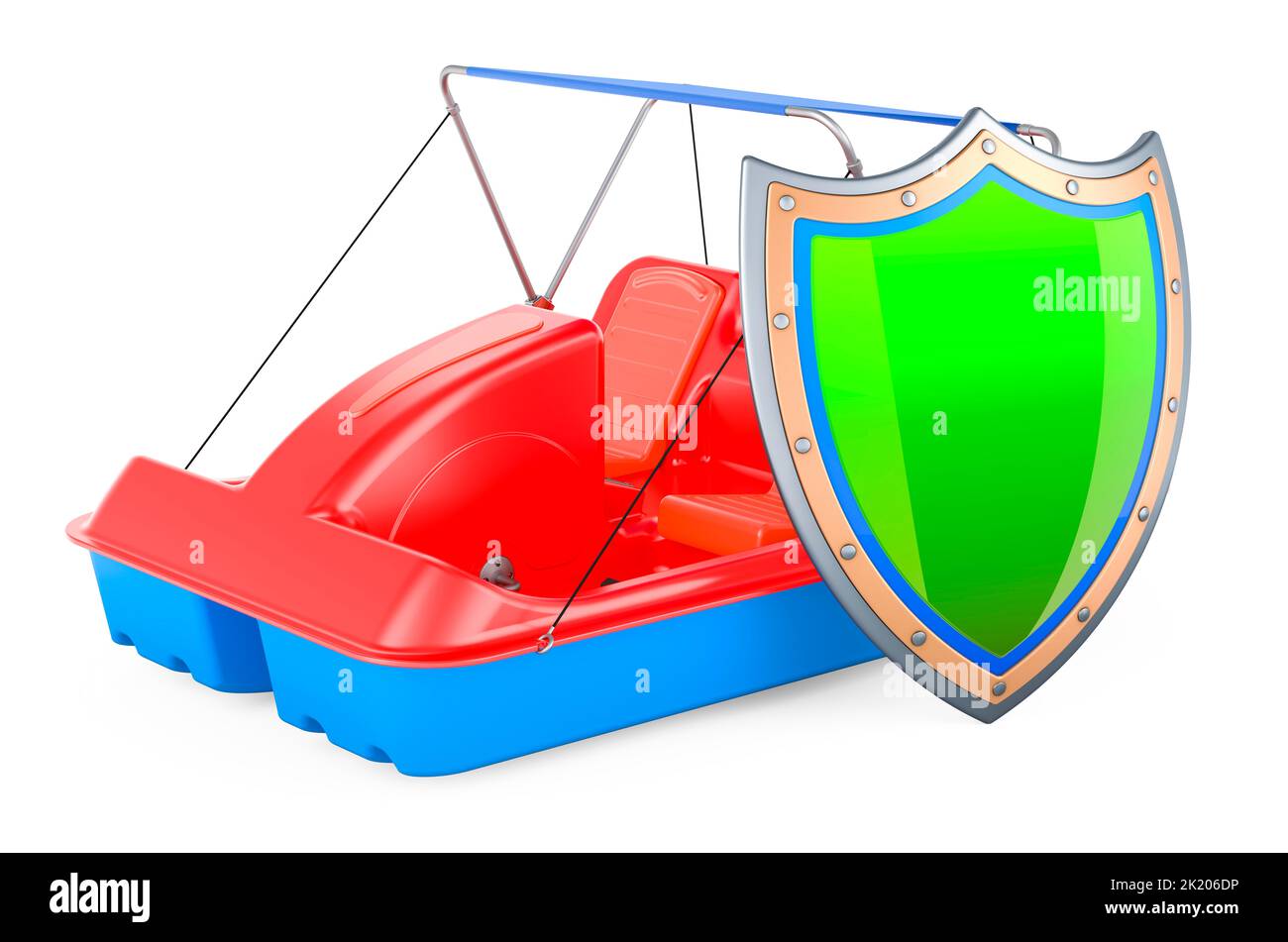 Bateau à aubes avec bouclier, rendu 3D isolé sur fond blanc Banque D'Images