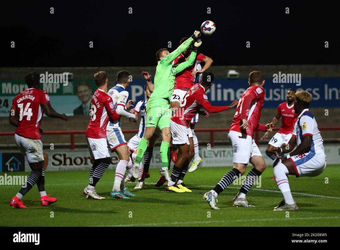 Lors du match de Trophée de l'EFL entre Morecambe et Hartlepool Unis au Globe Arena, Morecambe, le mardi 20th septembre 2022. (Credit: Mark Fletcher | MI News) Credit: MI News & Sport /Alay Live News Banque D'Images