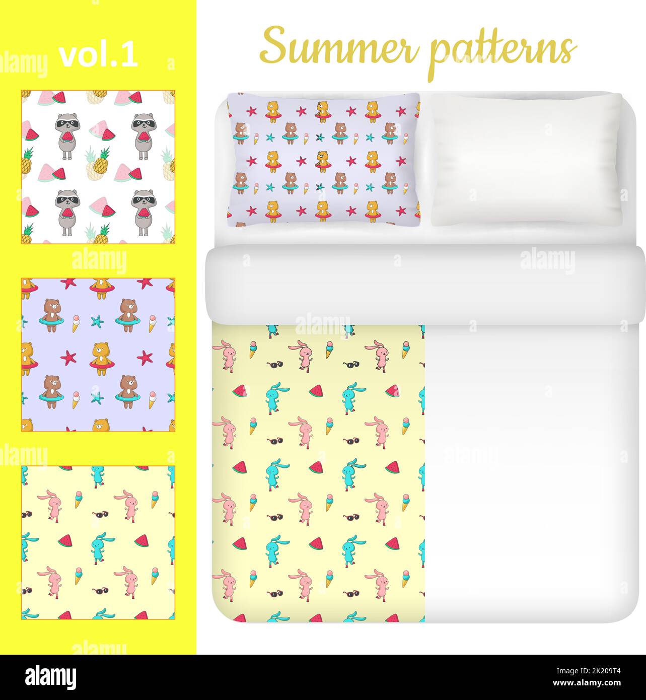 Ensemble de draps blancs et d'été Vector Illustration de Vecteur