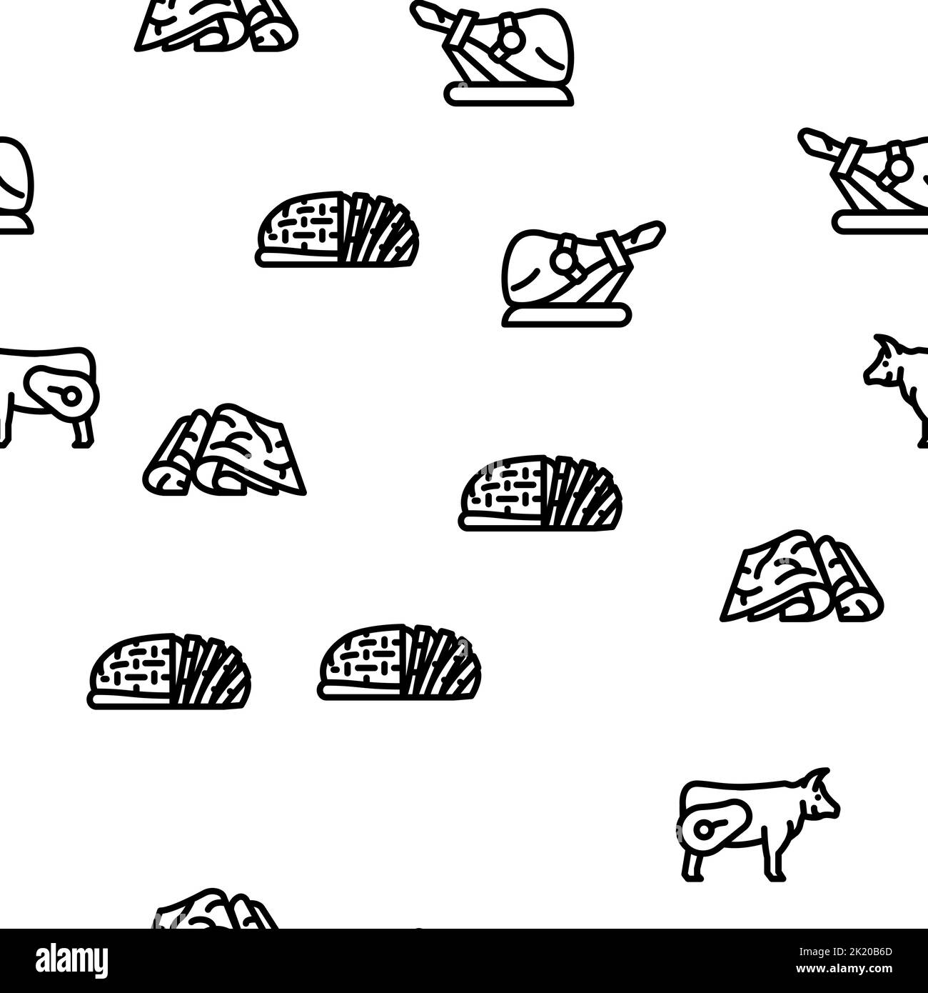 Viande aliments crus animaux domestiques vecteur sans couture modèle Illustration de Vecteur