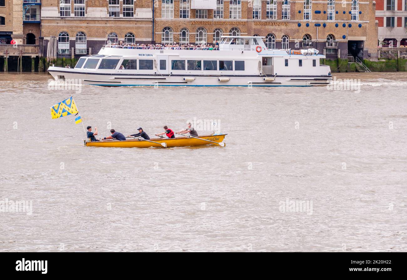 La Great River Race, le marathon de la rivière de Tower Hamlets à Richmond beaucoup s'efforeront de remporter le Challenge Trophy Banque D'Images