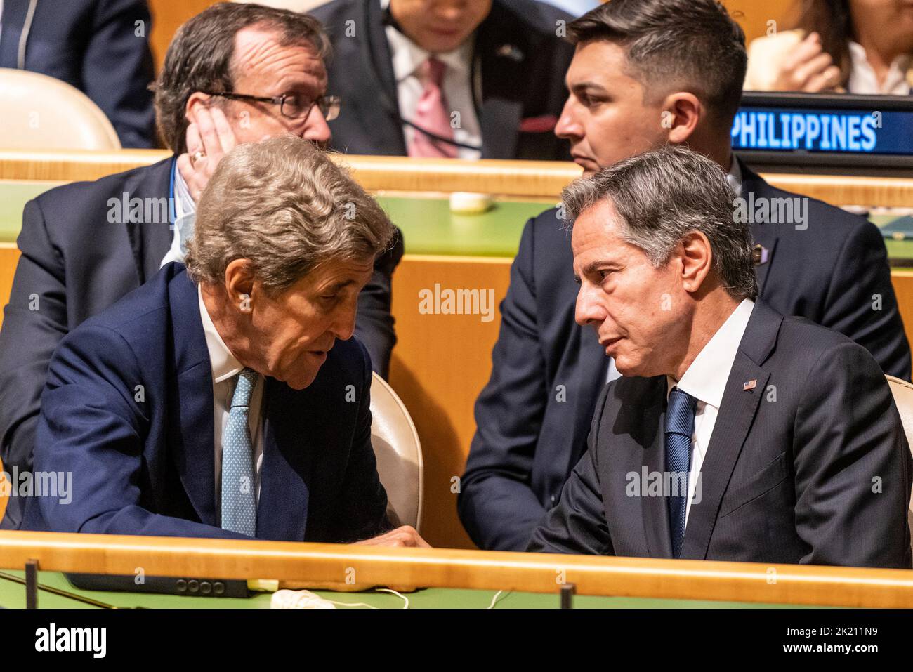 New York, New York, États-Unis. 21st septembre 2022. John Kerry, ancien secrétaire d'État, Antony Blinken, secrétaire d'État des États-Unis assistent à l'Assemblée générale des Nations Unies de 77th au siège de l'ONU (image de crédit : © Lev Radin/Pacific Press via ZUMA Press Wire) Banque D'Images