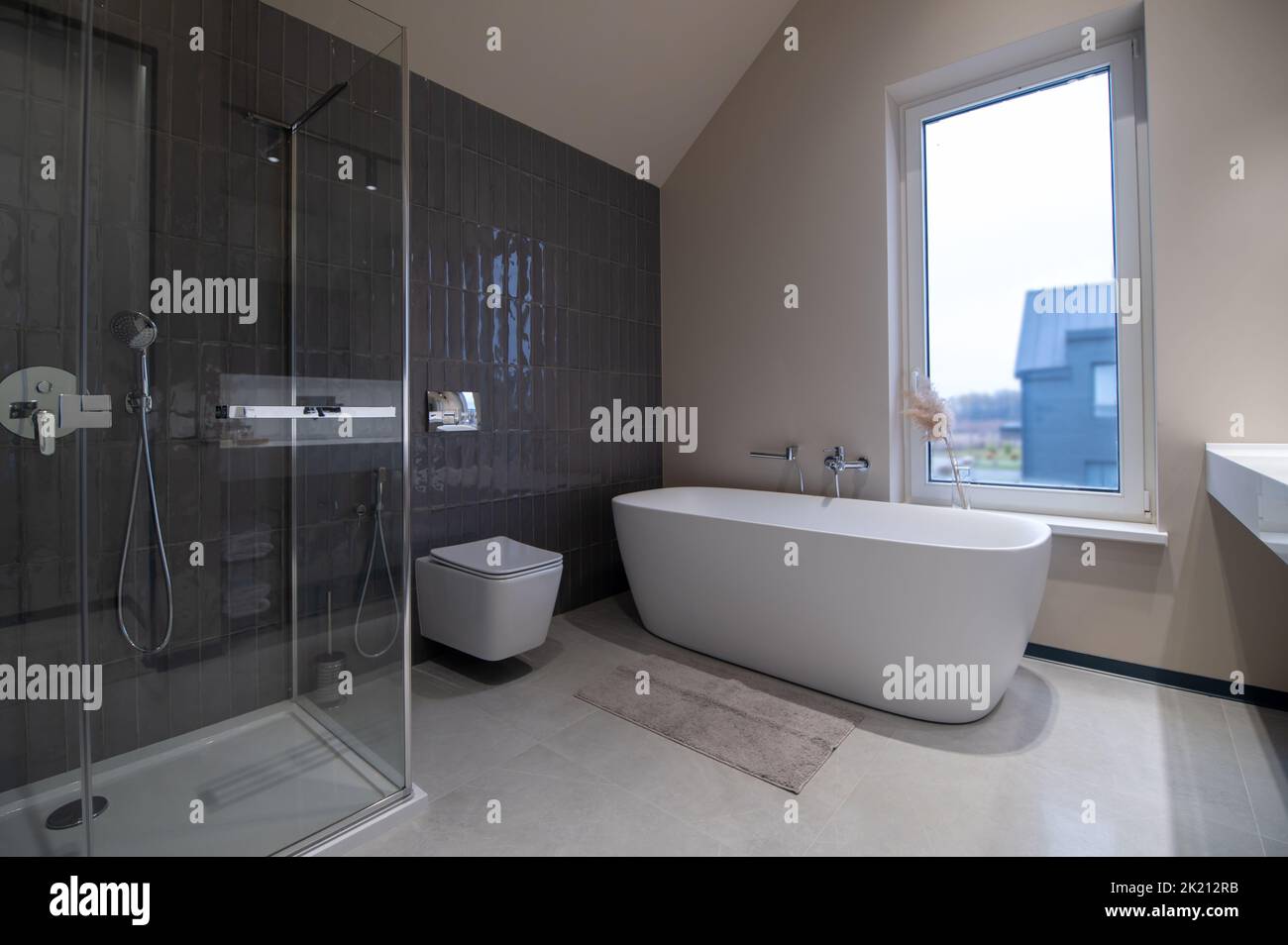 Intérieur de la salle de bains avec sanitaires ultra-modernes Banque D'Images