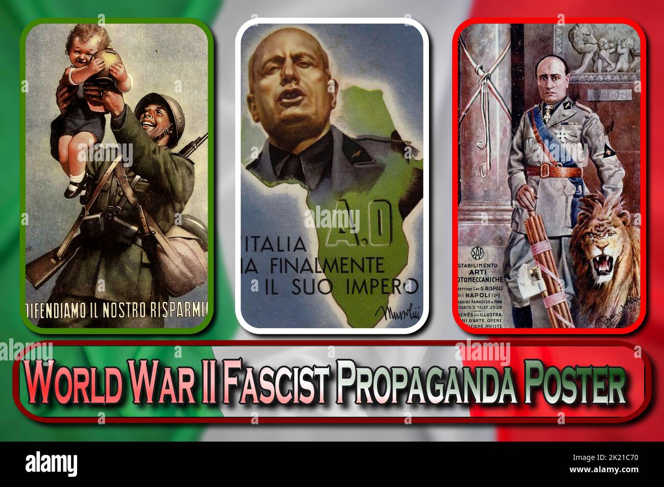 Affiches de propagande de l'Italie fasciste, pendant la Seconde Guerre mondiale Banque D'Images