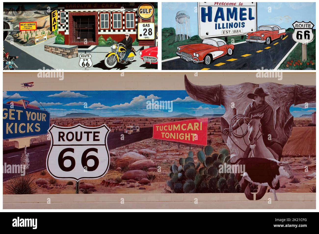 Quelques belles peintures murales qui sont situées le long de la célèbre route 66 Banque D'Images