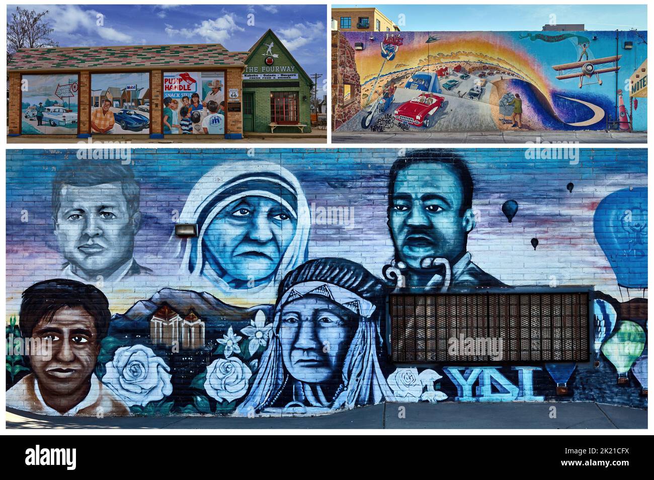 Quelques belles peintures murales qui sont situées le long de la célèbre route 66 Banque D'Images
