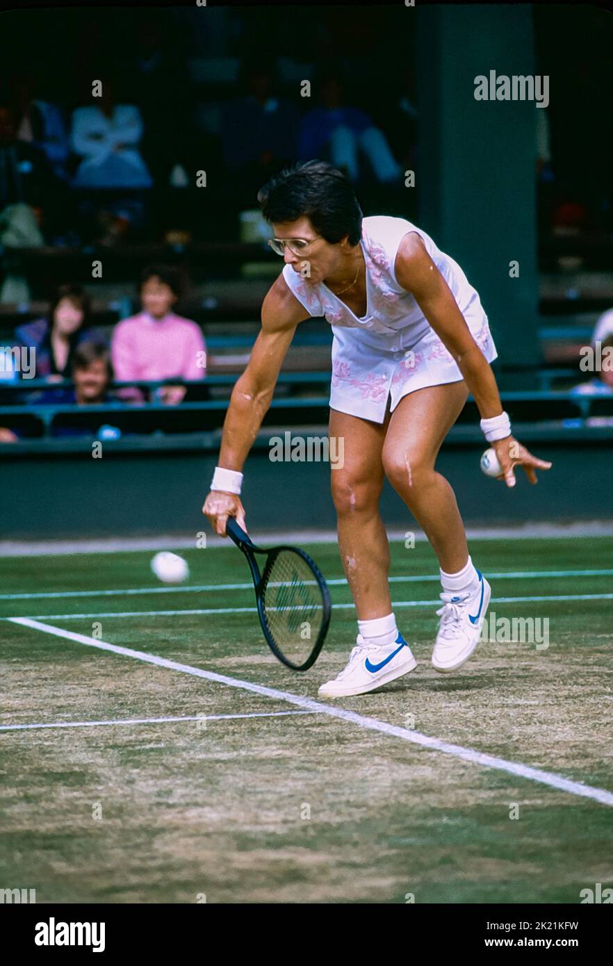 Billy Jean King au Wimbledon 1983 Banque D'Images