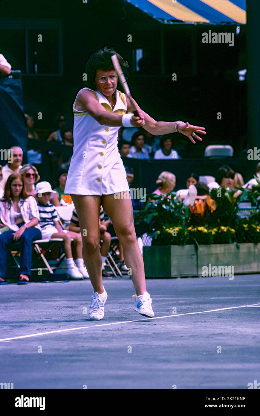 Billy Jean King au 1977 US Open tennis Banque D'Images